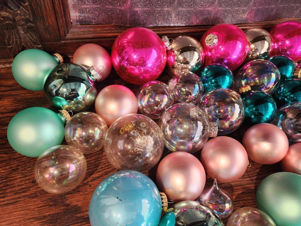 Glass Christmas Ball Ornaments in assorted colors