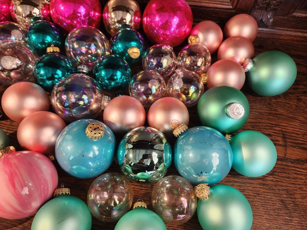 Glass Christmas Ball Ornaments in assorted colors