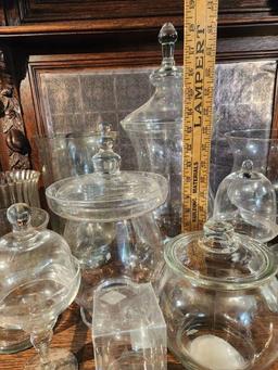 Assorted Glass Jars, Lidded Candy Jars, Candle Holders