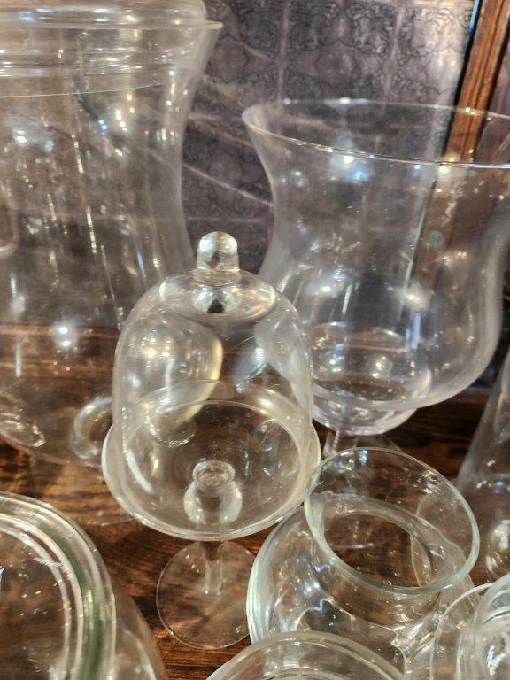 Assorted Glass Jars, Lidded Candy Jars, Candle Holders