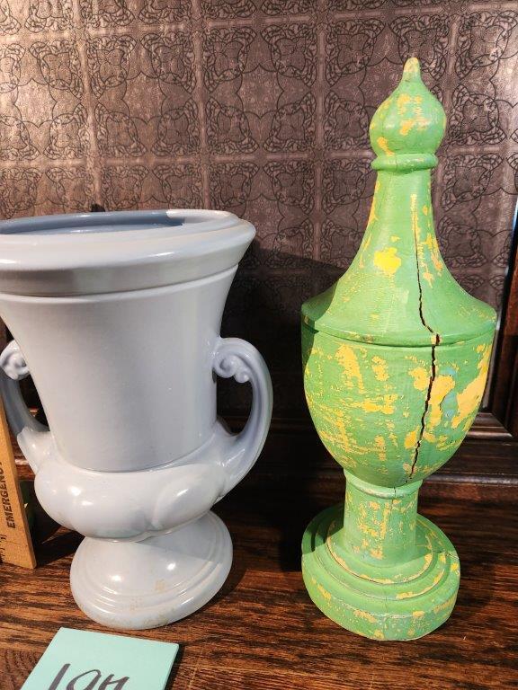 Pair Vintage Lidded Pedestal Jars