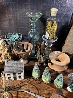 Decorative Ceramic Houses, mini Trees, mini Obelisk