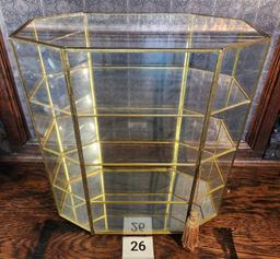 Vintage Table Top Metal and Glass Curio Display Case