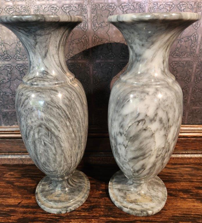 Pair Vintage Marble "Tulip Vase" style Vessels