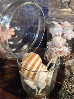 Four lovely Apothecary Jars full of Seashells