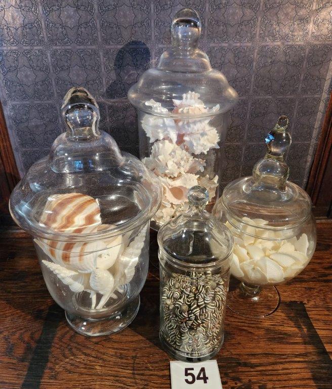 Four lovely Apothecary Jars full of Seashells