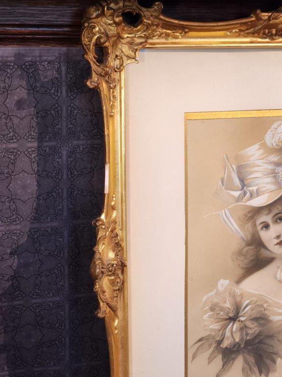 Ornately Framed "Portrait of Young Woman" Wall Art