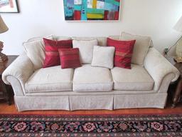 Sherrill 3-cushion Ivory Sofa w/ (4) sofa pillows - 88"L x 38"D