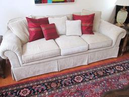Sherrill 3-cushion Ivory Sofa w/ (4) sofa pillows - 88"L x 38"D