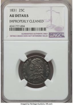 1831 CAPPED BUST QUARTER NGC AU DETAILS CLEANED