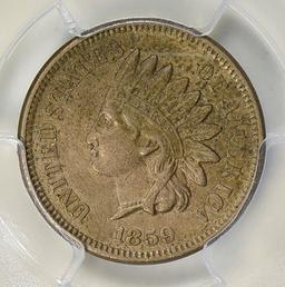 1859 INDIAN CENT PCGS XF DETAILS CLEANED