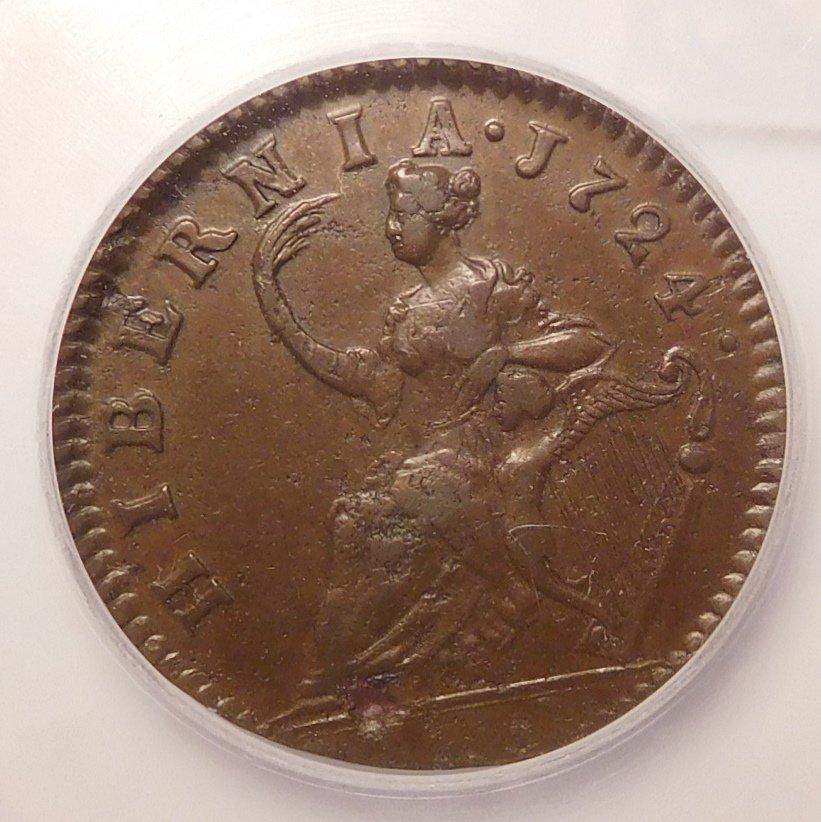 1724 HIBERNIA HALF PENNY ICG XF-40