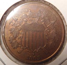 1865 TWO CENT PIECE AU-55