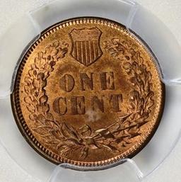 1876 INDIAN CENT PCGS MS-65 RED BROWN
