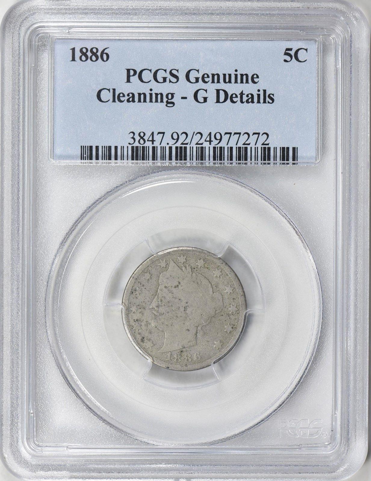 1886 LIBERTY NICKEL PCGS GOOD CLEANED
