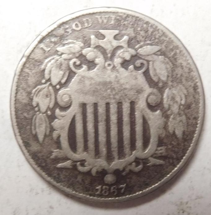 1867 SHIELD NICKEL