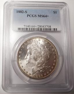 1882-S MORGAN DOLLAR PCGS MS-64+