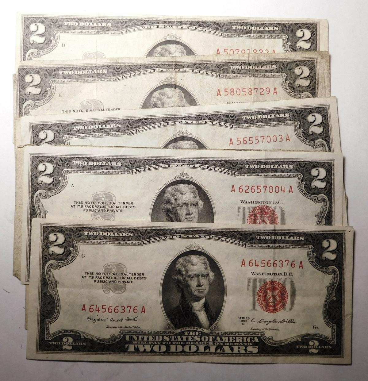 (8) 1953 $2.00 NOTES VG-AU