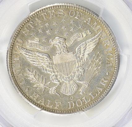 1896-O BARBER HALF DOLLAR PCGS AU+++ DETAILS (LIGHTLY CLEANED)