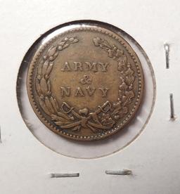 1863 ARMY NAVY CIVIL WAR TOKEN VF