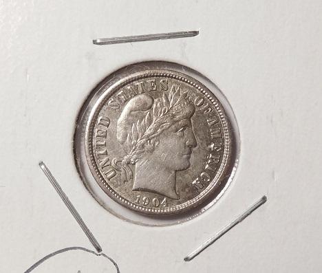 1904 BARBER DIME AU-55