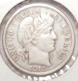 1916 BARBER DIME XF