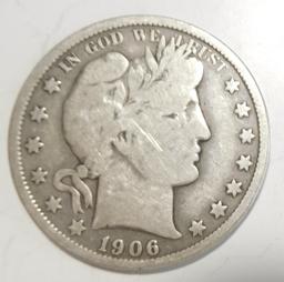 1906-O BARBER HALF DOLLAR VG/F