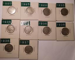 LOT OF 10 MIXED DATE BUFFALOS GD-VF (10 COINS)