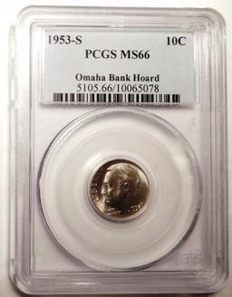 1953-S ROOSEVELT DIME PCGS MS-66