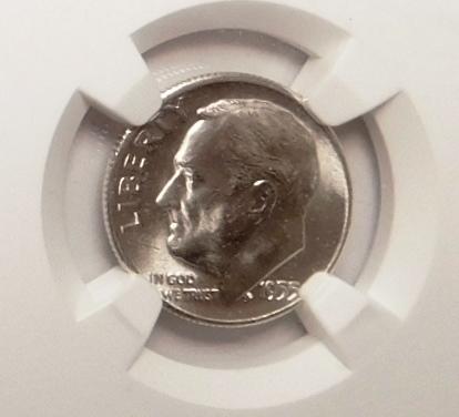 1955-S ROOSEVELT DIME NGC MS-66