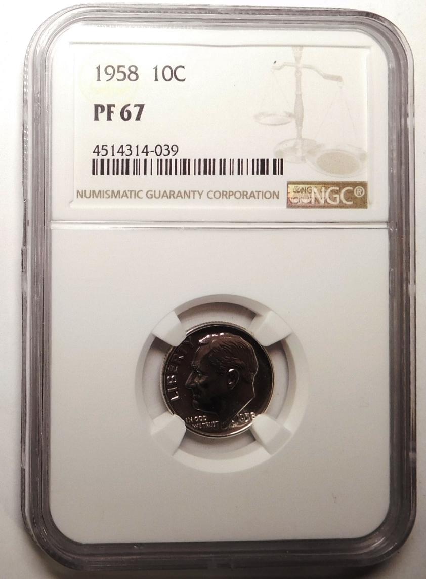 1958 ROOSEVELT DIME NGC PF-67