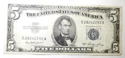 1953 $5.00 SILVER CERTIFICATE XF