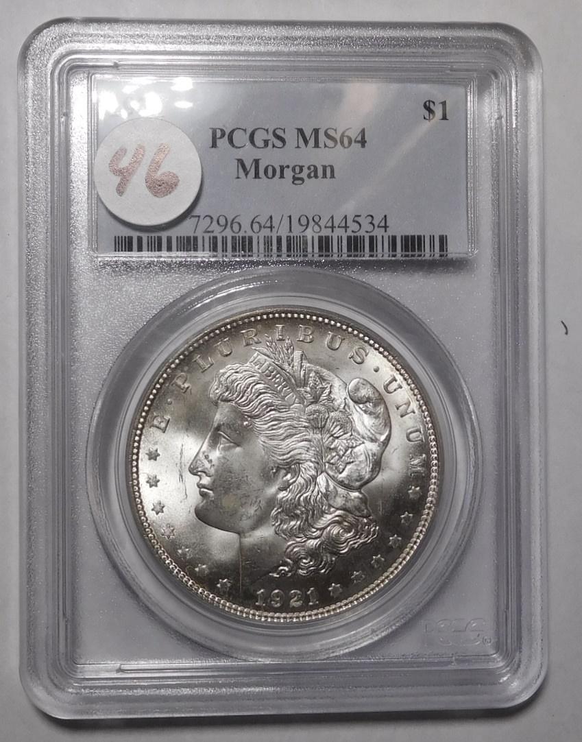 1921 MORGAN DOLLAR PCGS MS-64