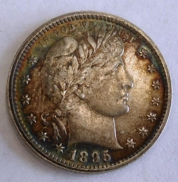 1895 BARBER QUARTER AU-58/UNC