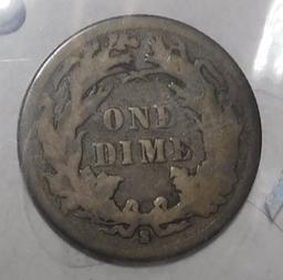 1891-S LIBERTY SEATED DIME VF