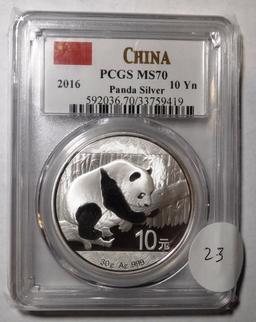 2016 PANDA 10 YEN SILVER PCGS MS-70