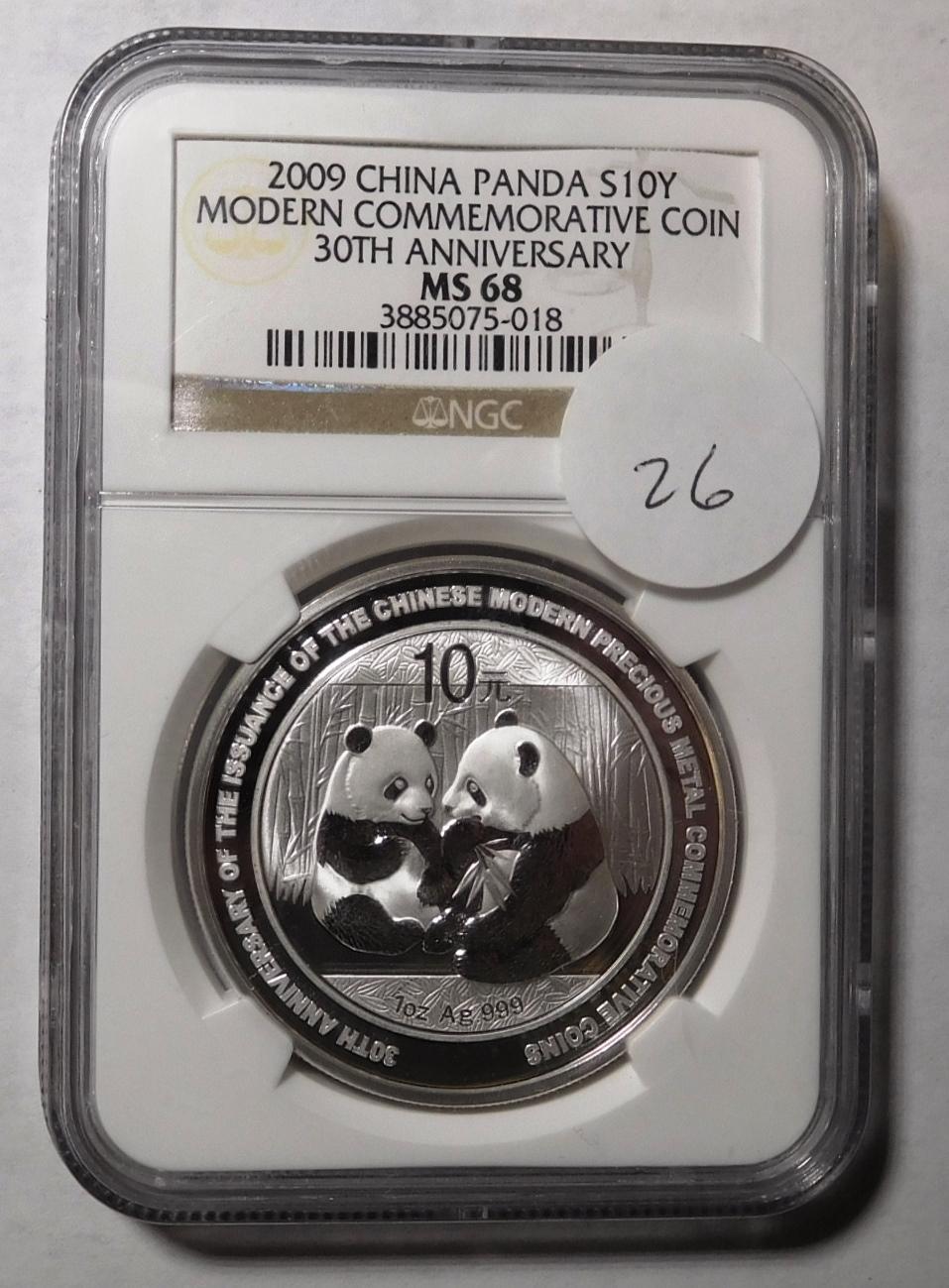 2009 PANDA 10 YEN 30TH ANNIVERSARY NGC MS-68