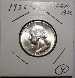 1950-S WASHINGTON QUARTER GEM BU