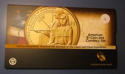 2019 LEWIS & CLARK AMERICAN COIN & CURRENCY SET (COIN MISSING)