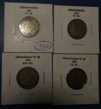 LOT OF FOUR LIBERTY NICKELS ABOVE AVG. GRADES (4 COINS)
