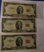 LOT OF FIVE $2.00 US NOTES INCL. STAR NOTE AVE. CIRC. (5 NOTES)