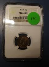 1904 INDIAN CENT NGC MS-64 BROWN