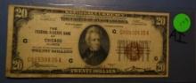 1929 $20.00 CHICAGO NATIONAL NOTE F/VF