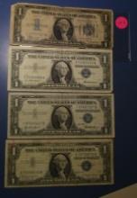 LOT OF THREE 1957 & ONE 1934 $1.00 SILVER CERTIFICATES