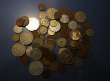 LOT OF MISC. FOREIGN COINS (SOME SILVER)