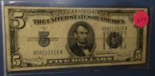 1934-D $5.00 SILVER CERTIFICATE NOTE FINE