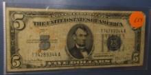 1934-D $5.00 SILVER CERTIFICATE NOTE VG