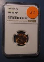 1952-D LINCOLN CENT NGC MS-66 RED