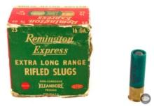 25 Shells Vintage Remington 16GA 2 9/16 inch 7/8oz Rifled Slug Ammunition