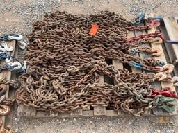 Skid Lot of (7) Various Sized and Length Chains With Slotted Hooks